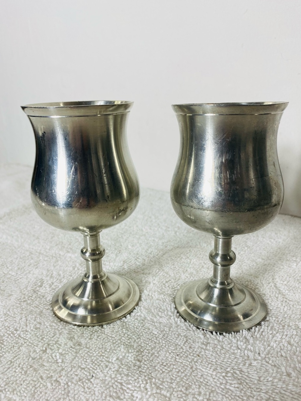 Vintage Mid Century Chaudron Quebec Pewter Wine Chalice Goblets Goth Witchcore